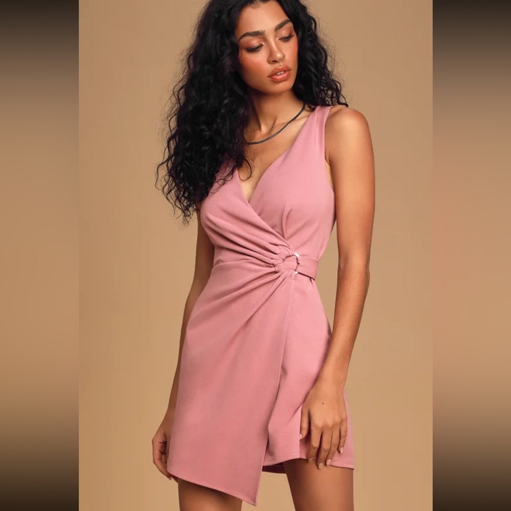 Wrapped In Your Arms Mauve Asymmetrical Mini Dress
